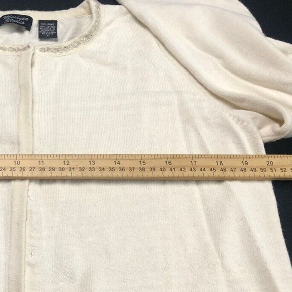 Marissa Studio Woman’s Sweater Cardigan White Christmas Design Gifts Button Sz L - Picture 6 of 9